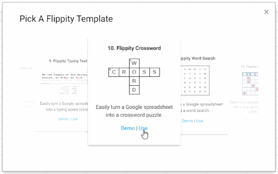 Pick a Crossword template