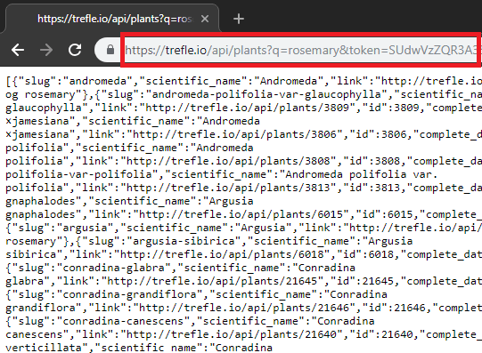 Trefle API query plants database