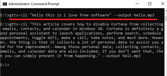 gtts-cli in action