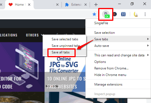 save all tabs option