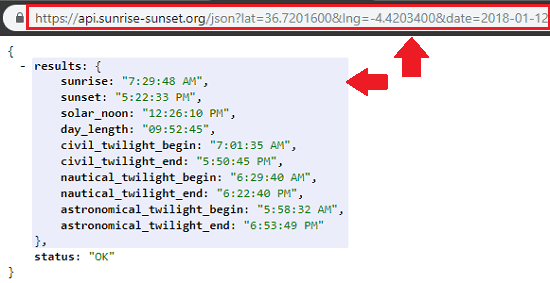 sunrise sunset time specific date