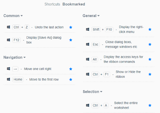 Bookmark shortcuts