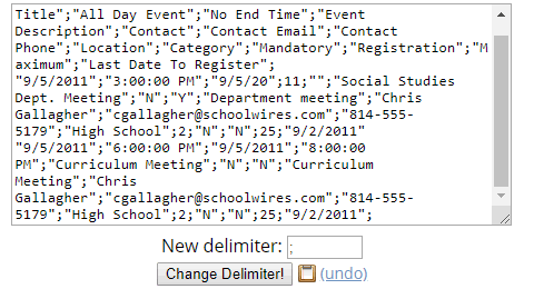 Browserling website change csv delimiter