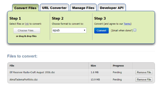 Online CBZ to EPUB converter