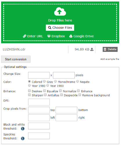 Online CDR to SVG converter