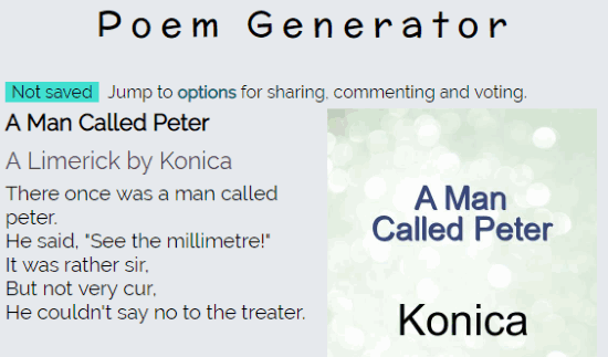 Online Limerick Poem Generator