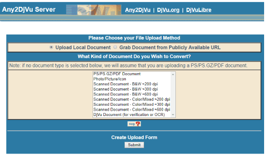 Online PDF to DJVU converter