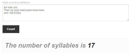 Online haiku syllable counter