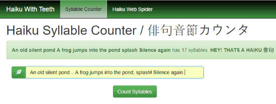 Online haiku syllable counter