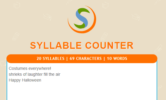 Online haiku syllable counter