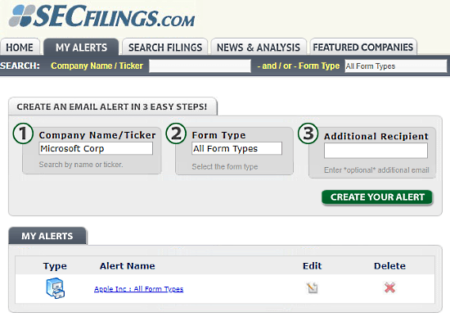 sec filings alerts