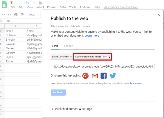 Sheety publish Google Sheet to web