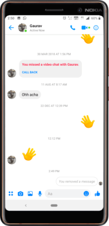 delete send messages in Facebook Messanger app