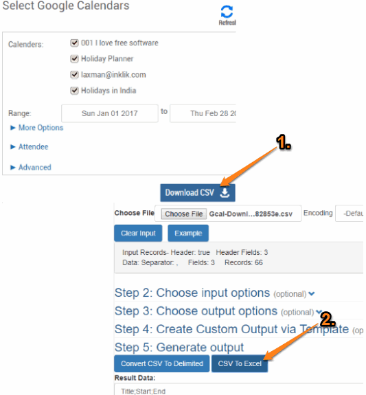 export google calendar as excel using free online converters