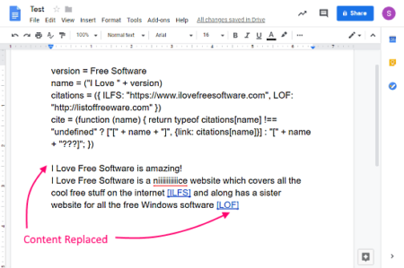 formulas, variables in Google Docs