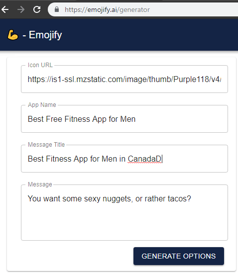 Emojify interface specify title message