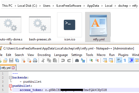 Ntfy backend configure