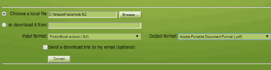 Online FB2 to PDF converter