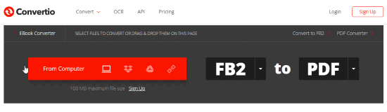 Online FB2 to PDF converter