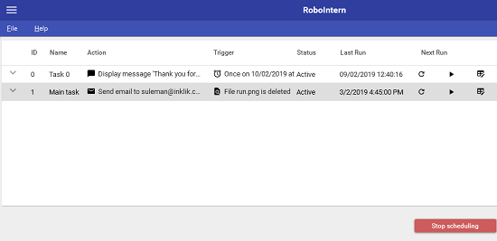 Robointern interface