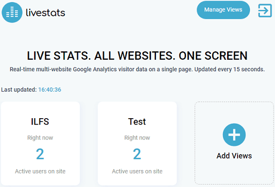 See real time Google Analytics visitor data of multiple websites together