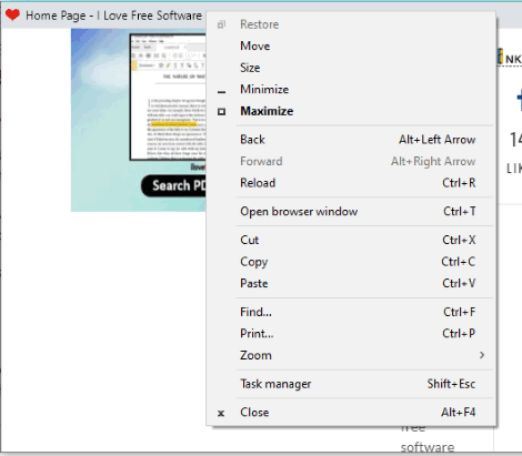 tab right click menu options