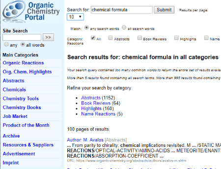 Chemistry search engine