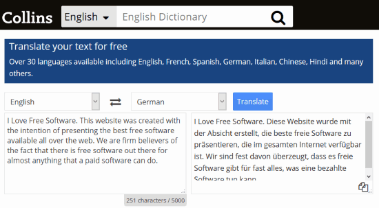 Collins Free Online Translator