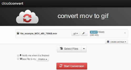 Online MOV to GIF converter