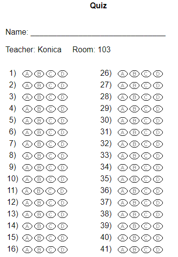 Online bubble sheet generator