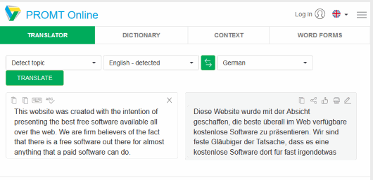 Online-translator.com interface