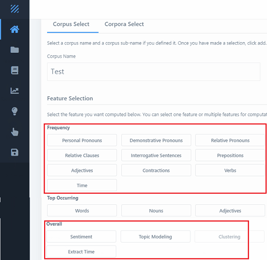 Textalytic text analyze section