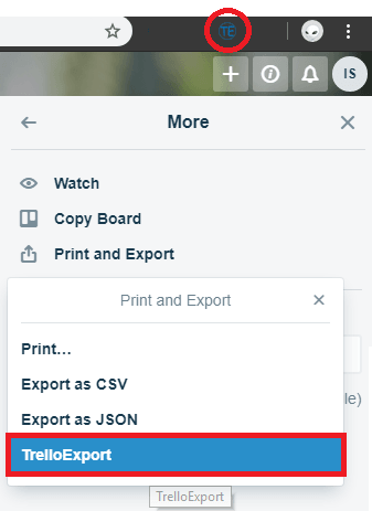 Trello export in action