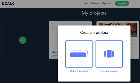 Ucalc dashboard