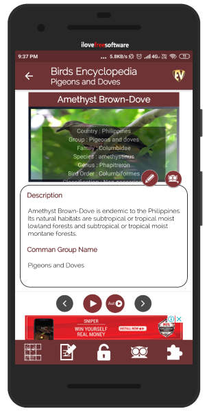 Bird guide Android app