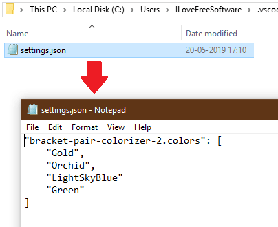 Bracket pair Colorizer 2 settings