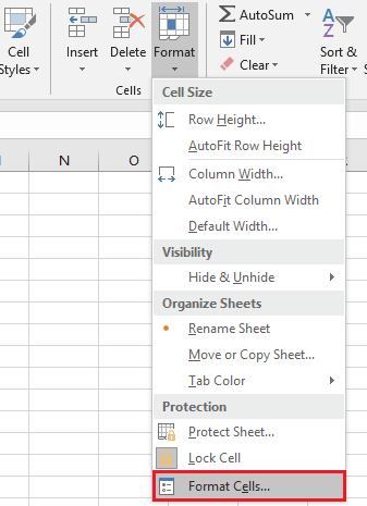 Excel Format Cells