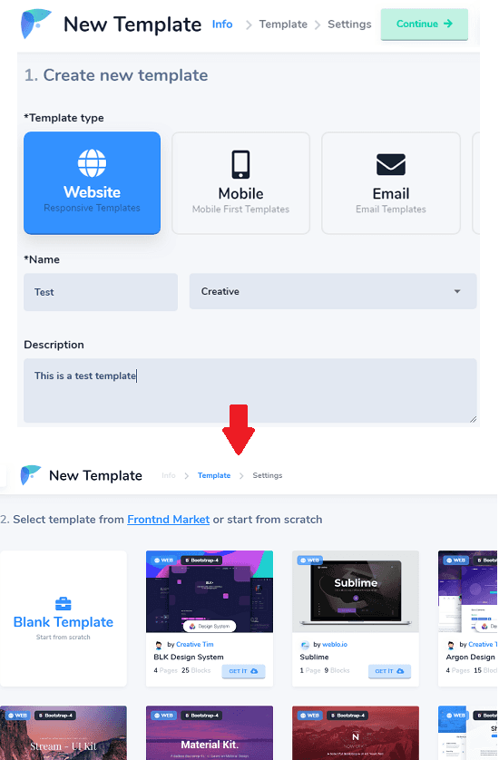 Frontnd template configure