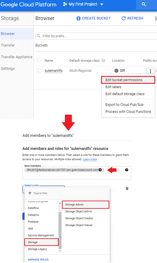 GCP give permissions