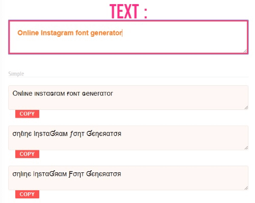 Online Instagram font generator