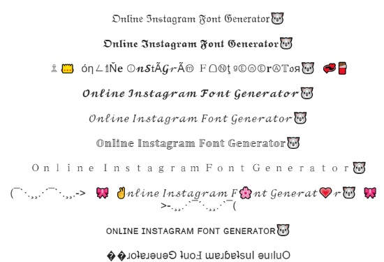 Online Instagram font generator