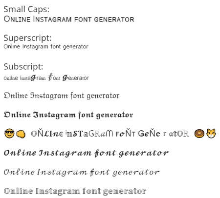 Online Instagram font generator