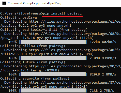 Psd2Svg pip install