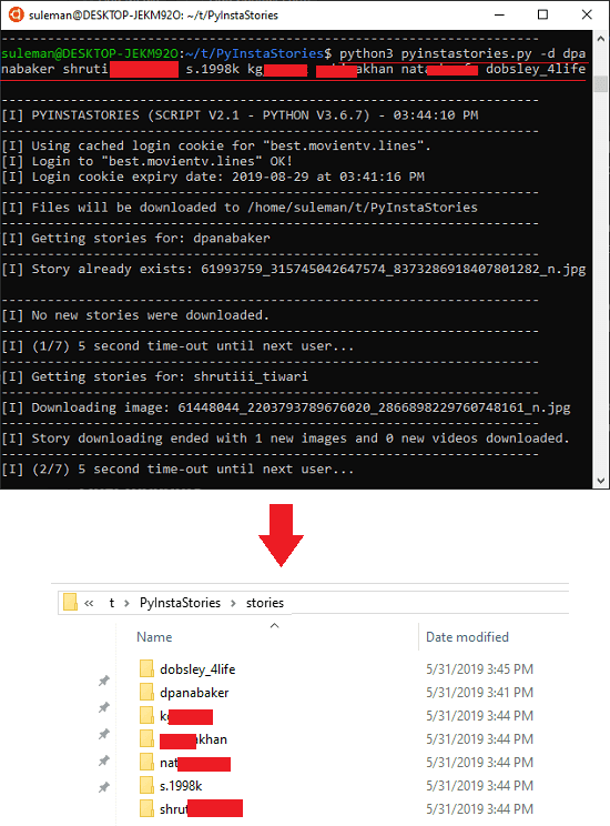 PyInstaStories downloaded stories