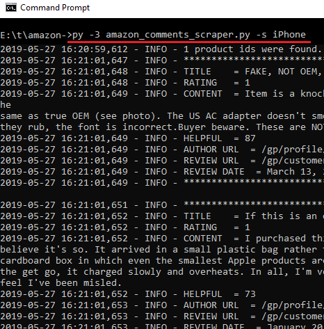 Python amazon comments scrapper