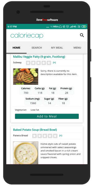 choose restaurant based on calories