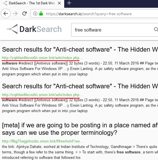 dark web serach in action