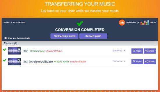 tracks and playlists moved from soundcloud to deezer