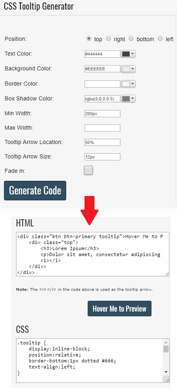 CSS Tooltip generator Menocool