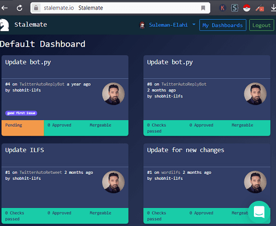 GitHub PR Dashboard overview